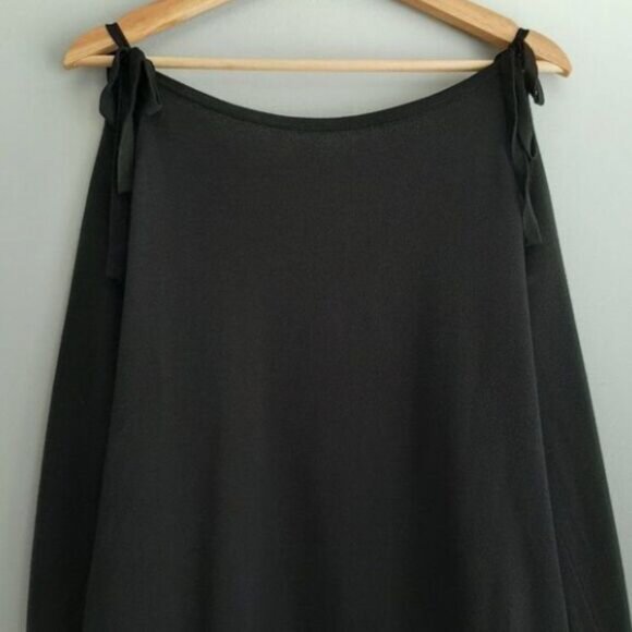 ANTHROPOLOGIE 100% Cotton Cold Shoulder Tie Sweater Black Sz M - Picture 4 of 12